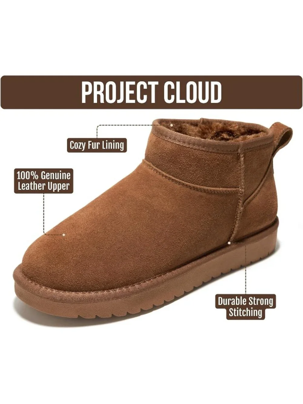 Womens Tobacco Suede Project Cloud Genuine Leather Comfortable Ankle Boots